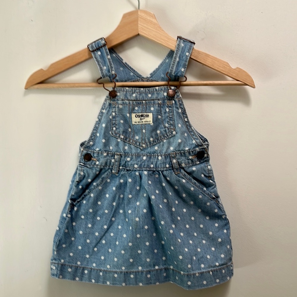 Oshkosh girls denim polkadot overalls skirt